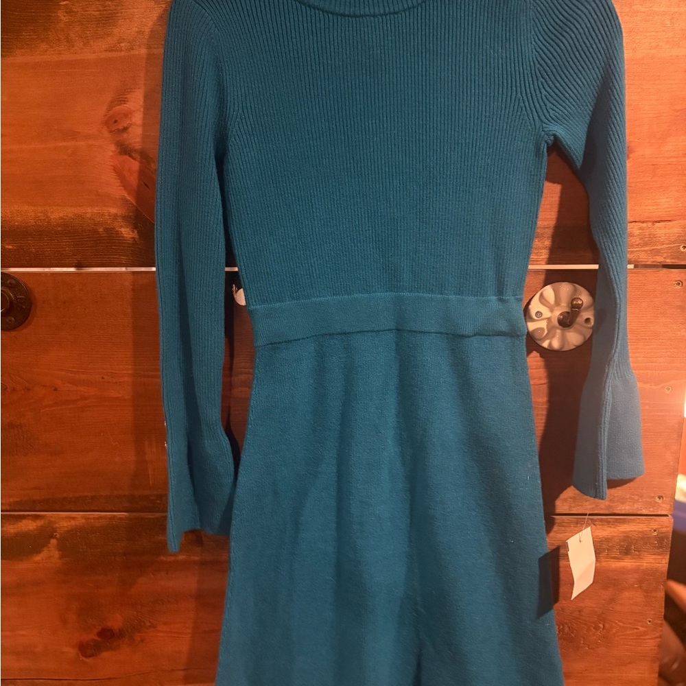 Ann Taylor Blue Long Sleeve Sweater Dress